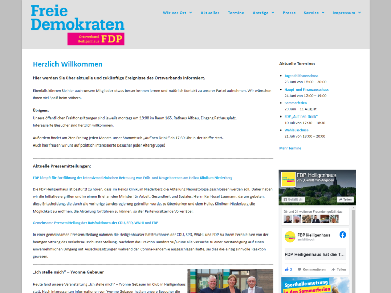 Relaunch der Webseite FDP Heiligenhaus